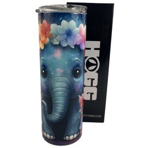 Skinny Tumbler 20oz Neon Elephant and Flowers Stainless-Steel Insulated